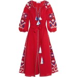 Runway Dresses 2017 Women High Quality Vintage Ethnic Geometric Embroidery Long Maxi Dress Autumn Long Sleeve A Line Vestidos