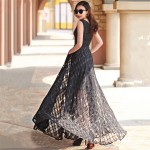 Runway new fashion women summer style dress 2017 party black party dresses vintage maxi Organza long beach dresses 