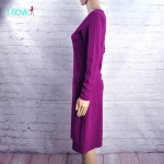 Russian famous TaoVK fashion 2016 women Women Cotton dresses Purple long sleeve O-neck knee-length dress