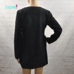 Russian famous TaoVK fashion 2016 women long section coat Black Faux Fur Pocket O-neck wool coat