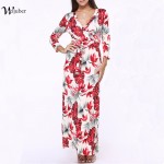 S-5XL Plus size Women Maxi Dress 2017 New Print Chinese Style V-neck Long Dresses Elastic Vestidos Clothing For Women