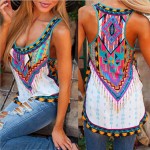 S-5XL Summer Bohemian Loose Long Women Tops Tribe Print Beach Casual Tank Top Plus Size Women Clothing Sexy camiseta