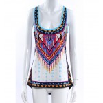 S-5XL Summer Bohemian Loose Long Women Tops Tribe Print Beach Casual Tank Top Plus Size Women Clothing Sexy camiseta