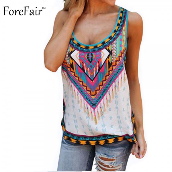 S-5XL Summer Bohemian Loose Long Women Tops Tribe Print Beach Casual Tank Top Plus Size Women Clothing Sexy camiseta