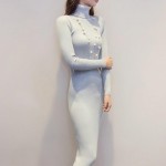 S-XL Elastic Turtleneck Sweater Dress  Women Brand Design Bodycon Fashion Pullovers Brief Winter Knitting Cotton Dress