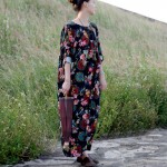 SCUWLINEN 2017 Spring Dress National Trend Vintage Print Long Sleeve Plus Size Robe Loose Casual Maxi Linen Women's Dress S220