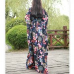 SCUWLINEN 2017 Spring Dress National Trend Vintage Print Long Sleeve Plus Size Robe Loose Casual Maxi Linen Women's Dress S220