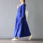 SCUWLINEN Vestidos 2017 New Spring Dresses Solid Vintage V-neck Three Quarter Long Linen Dress Women Casual Sexy Robe S303