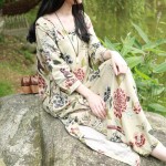 SCUWLINEN Vestidos 2017 Spring Autumn Women Dress Chinese Robes Vintage Print Plus Size Linen Dress Long Maxi Dress S30