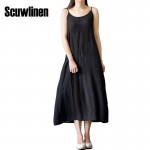 SCUWLINEN Vestidos 2017 Summer Dress Solid Multi-Color Natural Silk Cotton Slips Dresses Plus Size Sexy Slip S200