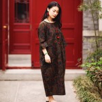 SCUWLINEN Vestidos 2017 Summer Dress Vintage Print Long Plus Size Linen Dress Casual Loose Print Robe Women Party Dress