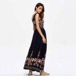 S.FLAVOR Brand women summer long dress Bohemian style sleeveless V-neck printing casual dress formale casual elegant vestidos