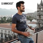 SIMWOOD 2017 New Spring T shirts Men short Sleeve O neck letter Fashion  Vintage Tees TD1126