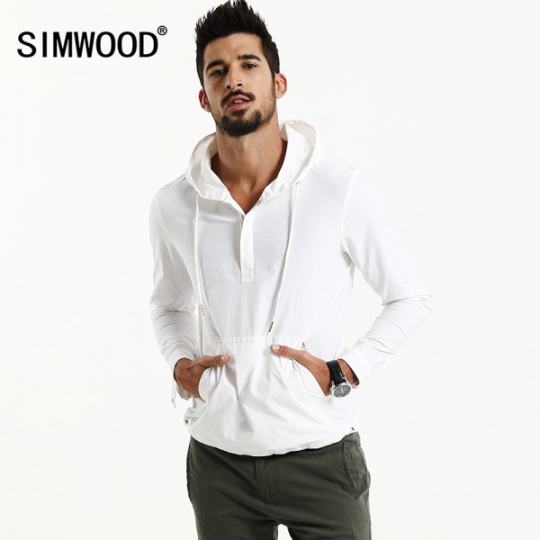 SIMWOOD 2017 Spring New Hoodies Men  off white  Fashion sweatshirt hip hop Plus size jacket WJ1666