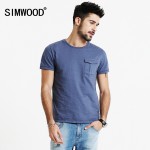 SIMWOOD 2017 Spring Summer New Arrival T Shirts Men 100% Pure Cotton Pocket Short Sleeve Tees TD1154