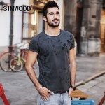 SIMWOOD 2017 Summer New T Shirts Men Shorts Sleeve O neck Print 100%  Pure Cotton Casual Tees Vintage TD1141