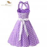 SISHION 100% Cotton Summer 50s 60s Retro Vintage Dresses XXL Plus Size Polka Dots Lilac Purple Black Swing Women Dress VD0068