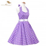 SISHION 100% Cotton Summer 50s 60s Retro Vintage Dresses XXL Plus Size Polka Dots Lilac Purple Black Swing Women Dress VD0068