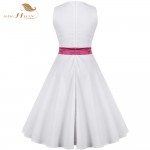 SISHION 50s 60s Vintage Dress Hepburn Retro Swing Sleeveless Party Gown Plus Size Elegant Women Summer White Dresses VD0274