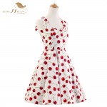 SISHION Halter Pin Up Audrey hepburn 50s 60s Vintage Dress Short Cherry Print Floral Swing Retro Rockabilly Summer Dress VD0135