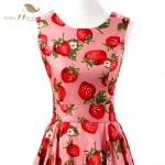 SISHION Plus Size Women Summer Dress VD0224 Sleeveless Strawberry Print Cotton Audrey hepburn Swing Retro Vintage Dress Belted