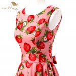 SISHION Plus Size Women Summer Dress VD0224 Sleeveless Strawberry Print Cotton Audrey hepburn Swing Retro Vintage Dress Belted