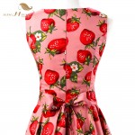 SISHION Plus Size Women Summer Dress VD0224 Sleeveless Strawberry Print Cotton Audrey hepburn Swing Retro Vintage Dress Belted