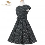 SISHION Women Summer Black Party Dresses Retro Rockabilly Big Swing Plus Size Polka Dot 50s Vintage Dress Tunic vestidos VD0230