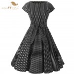 SISHION Women Summer Black Party Dresses Retro Rockabilly Big Swing Plus Size Polka Dot 50s Vintage Dress Tunic vestidos VD0230