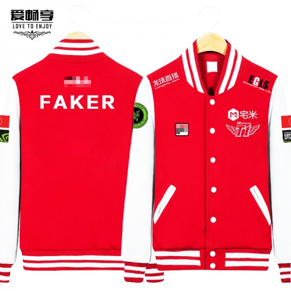 SKT S6 Faker Finals Bang Wolf Red Unisex Cosplay Baseball Jacket Free Shipping