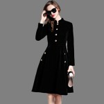 SMTHMA 2017  Autumn and winter Runway Velvet Retro  fashion elegant self-cultivation dress