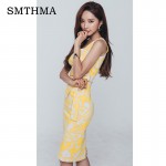 SMTHMA 2017  New Women Sexy Spaghetti Strap  Dress printing Summer Dresses