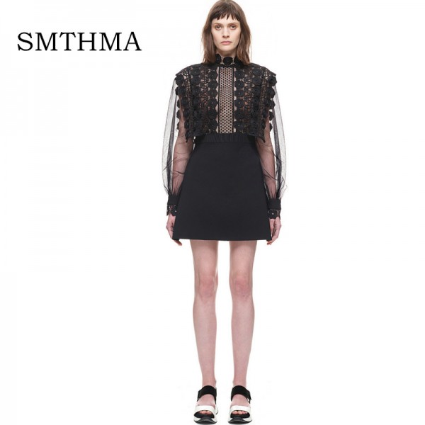 SMTHMA 2017  Summer Runway new arrive black Lace Dress