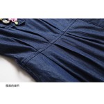 SMTHMA 2017 Spring Runway Nail bead Denim Long sleeve Dress