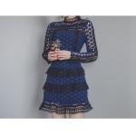 SMTHMA HIGH QUALITY Newest 2018 Summer Self Portrait Dress Women's Long Sleeve Hollow Out Cascading Lace Dress