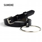 [SUMEIKE] Genuine Leather Belt Female Fashion Round Metal Circle Thin Belts For Women