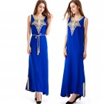 SUMMER boho style islamic muslim women clothing kaftan caftan bohemian vintage embroidery long maxi dress vestidos de festa 1621