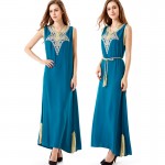 SUMMER boho style islamic muslim women clothing kaftan caftan bohemian vintage embroidery long maxi dress vestidos de festa 1621