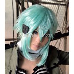 SUNCOS Sword Art Online Sword Sinon blueshort 40cm 16" anime hair cosplay wig heat resistance hair free shipping+Cap