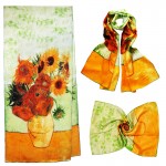 Salutto 100% Silk Scarf Women Van Gogh Painting Printing High Quality Brand Fashion Paragraph Shawl Shawls Bufanda Mujer