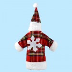 Santa Claus Plaid Clothing Hat Dress Set Wine Bottle Cover Decor Christmas Gift