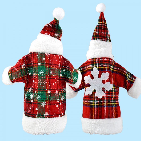 Santa Claus Plaid Clothing Hat Dress Set Wine Bottle Cover Decor Christmas Gift