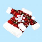 Santa Claus Plaid Clothing Hat Dress Set Wine Bottle Cover Decor Christmas Gift