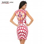 Sell Like Hot Cakes New Vestidos Summer Tropical Floral Print Sleeveless Sheath O-Neck Natural Knee-Length Dress Sexy Casual2249