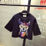 Sexy 2017 Spring  Summer New Leisure Cotton T Shirt Batwing Sleeve Fashion Deer  Animal Print Women Tops Tshirt White Black Tees