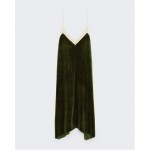 Sexy Backless Mesh V neck Sleeveless Velvet Dress 2016 New Women Retro Velour Spliced Mesh Short Base Dress Amry green