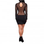 Sexy Club Dresses 2018 Autumn Winter Robe Sexy Women Long Sleeve Slim Black White Dress Bodycon Perspective Pencil Dress Vestido