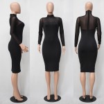 Sexy Club Dresses 2018 Autumn Winter Robe Sexy Women Long Sleeve Slim Black White Dress Bodycon Perspective Pencil Dress Vestido