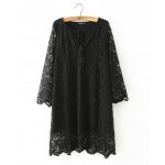 Sexy Crocheted Lace Dress Retro Women Stream V neck Party Dresses Inner Dress Tops 3 Colors