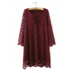 Sexy Crocheted Lace Dress Retro Women Stream V neck Party Dresses Inner Dress Tops 3 Colors